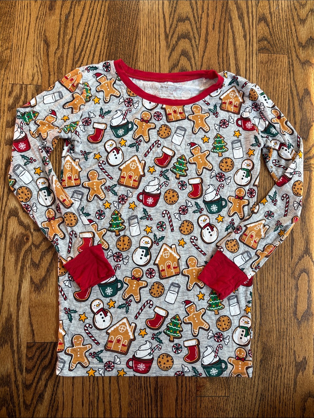 Little Sleepies Holiday Treats print bamboo pajama top ONLY, size 12/14.